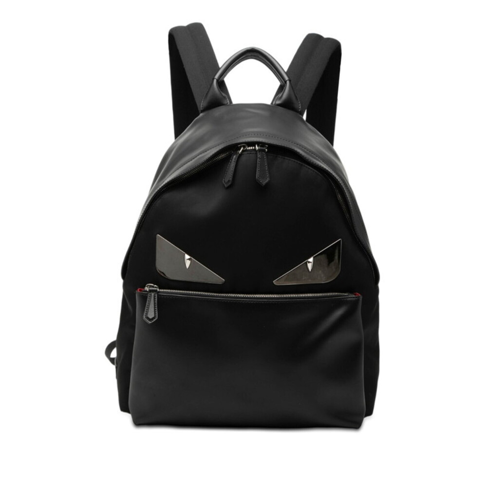 Fendi Monster Backpack 7VZ012 Black Leather Nylon Men's FENDI